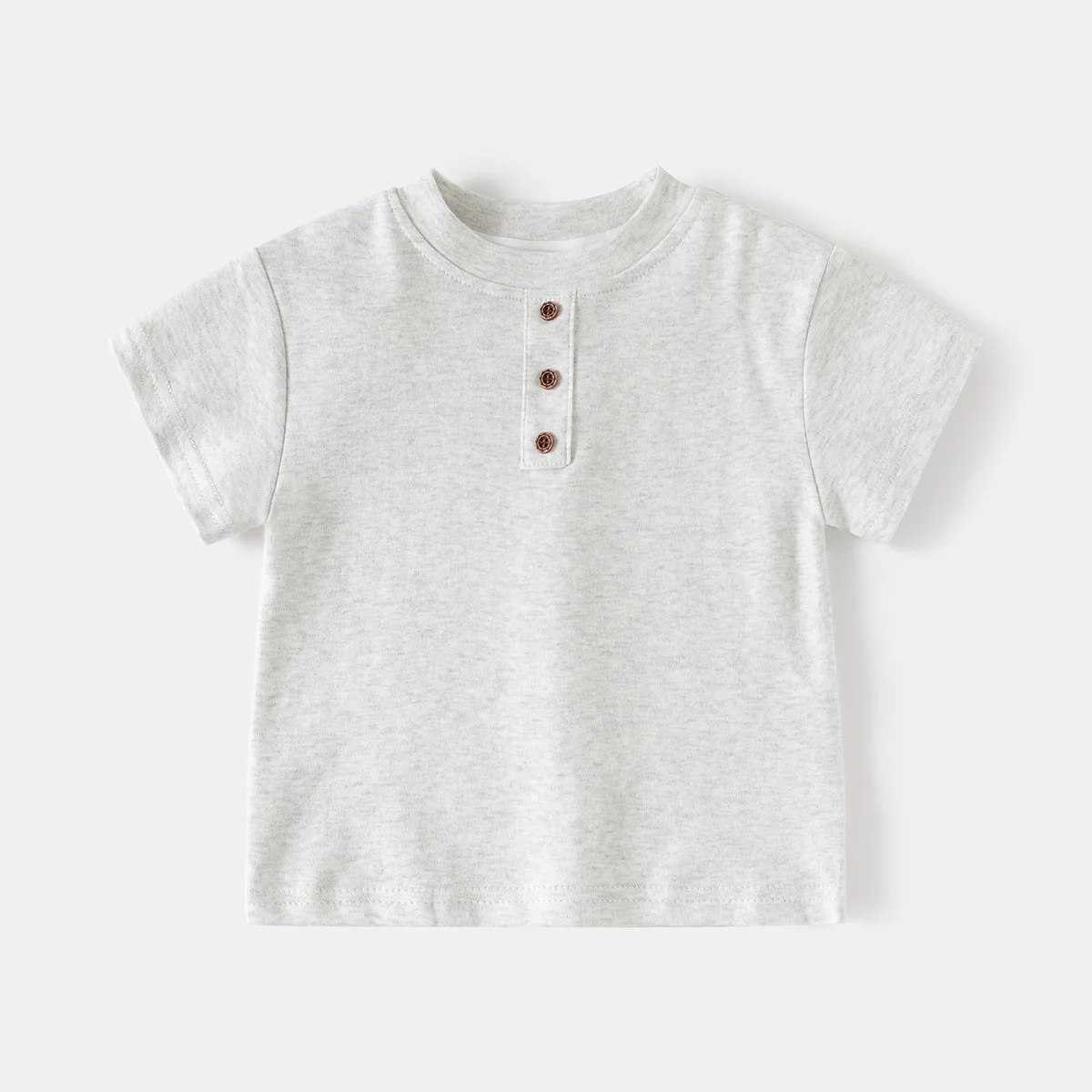 Boys Round Neck New Short Sleeved T Shirt 2026 Summer Childrens Solid Color Top