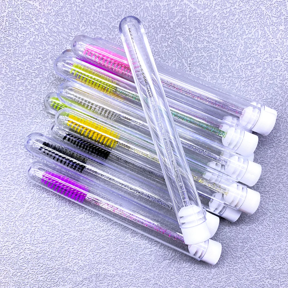 12/24 Uds cepillo de cejas reutilizable tubo cepillo de pestañas de cristal cepillo de cejas reemplazable a prueba de polvo cepillo de maquillaje de diamante brillante