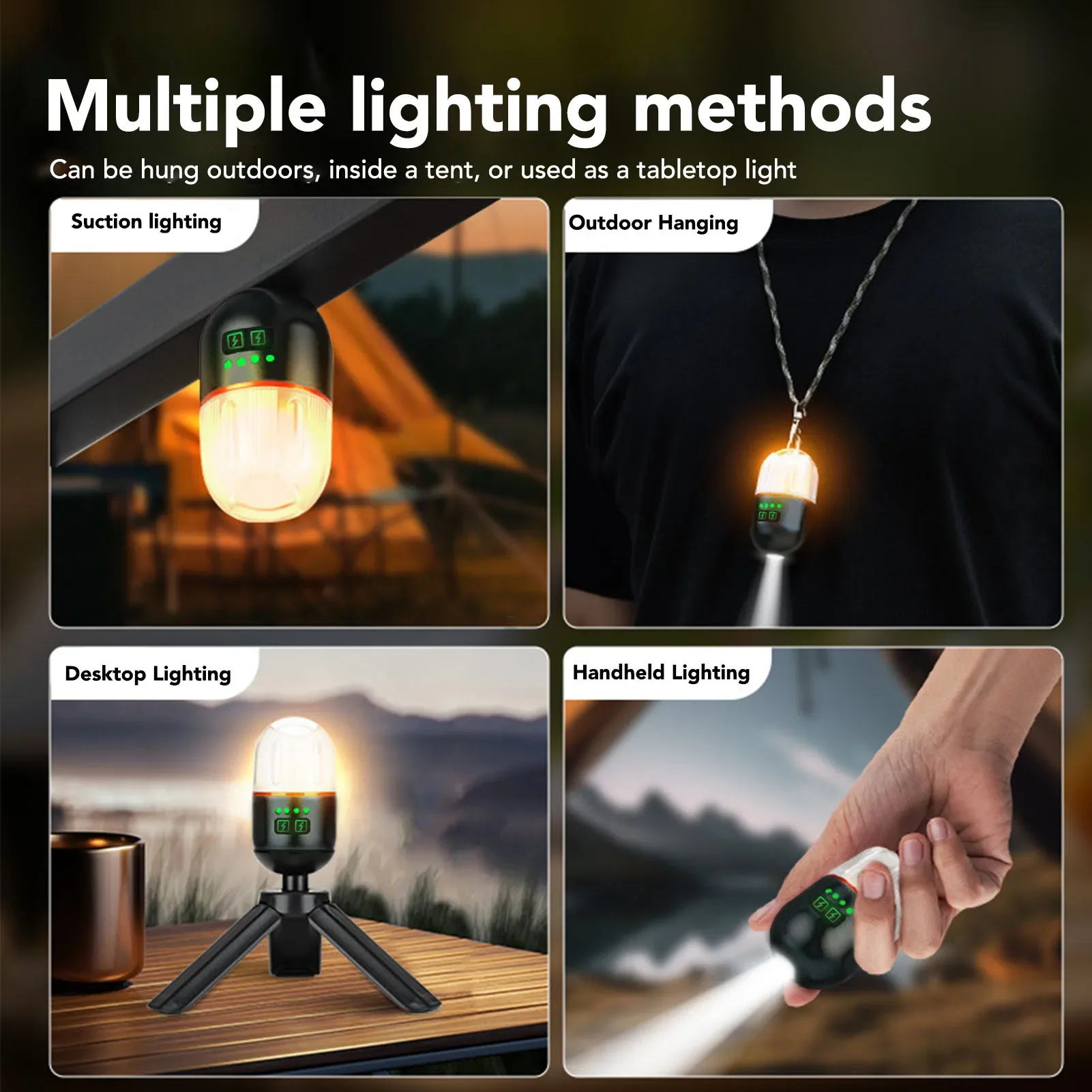 

Portable Magnetic Camping Lamp with Tripod - Multifunctional Flashlight, Bright White Light Mode for Outdoor Use