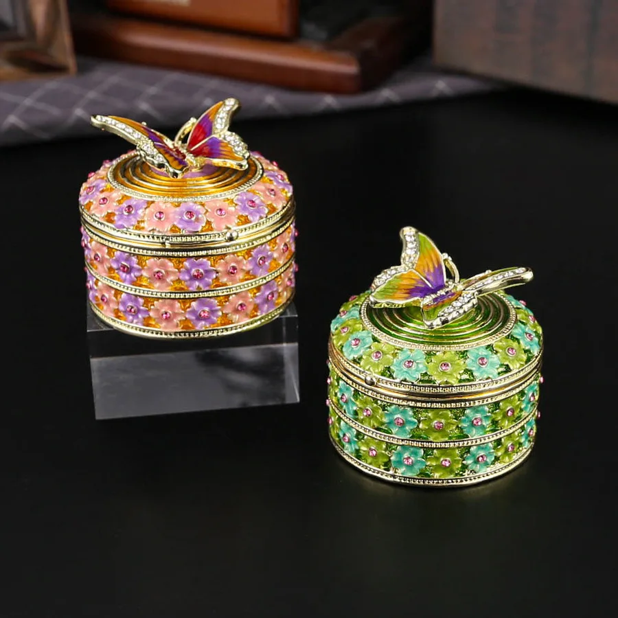 

Elegant Butterfly Shape Trinket Box Small Jewelry Ring Holder Boxes Enamel Animals Christmas Gift for Women