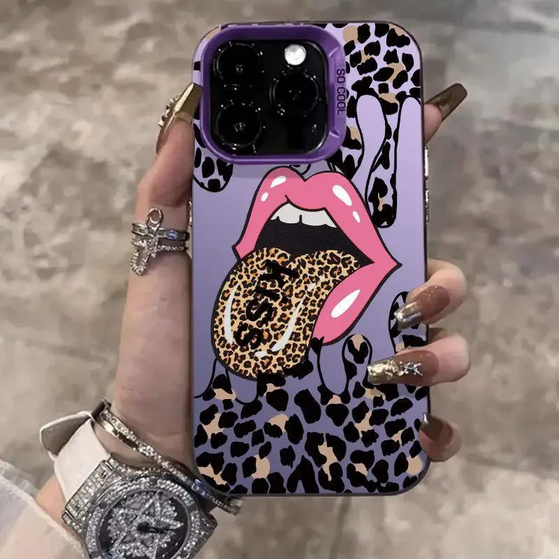 Hot Red Lip Leopard Print Phone Case for Huawei Honor 200 90 X6b X7a X9a X5 X8a X9b X7b X9 70 nova 11 10 4G 5G Matte Back Cover