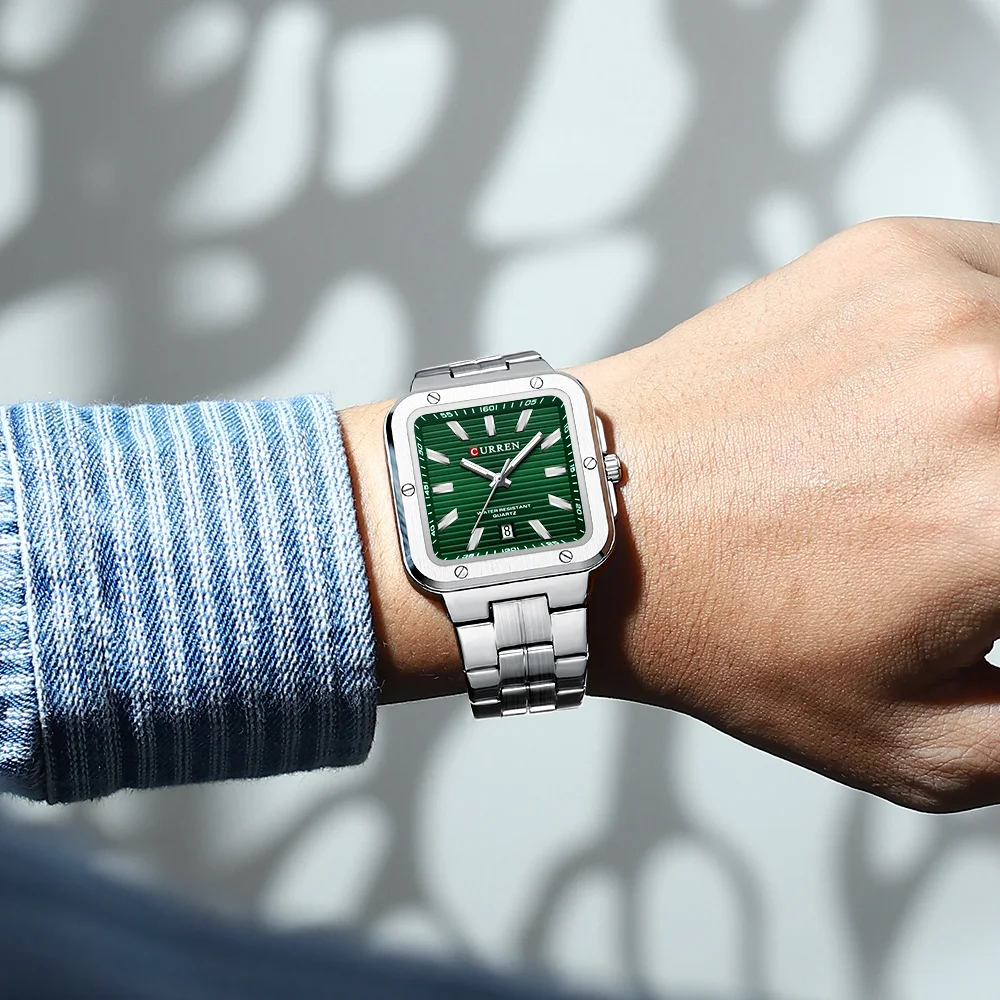 CURREN メンズ防水時計 - 特大日付表示付き大型ダイヤル時計ファッションビジネスカジュアルクォーツ時計