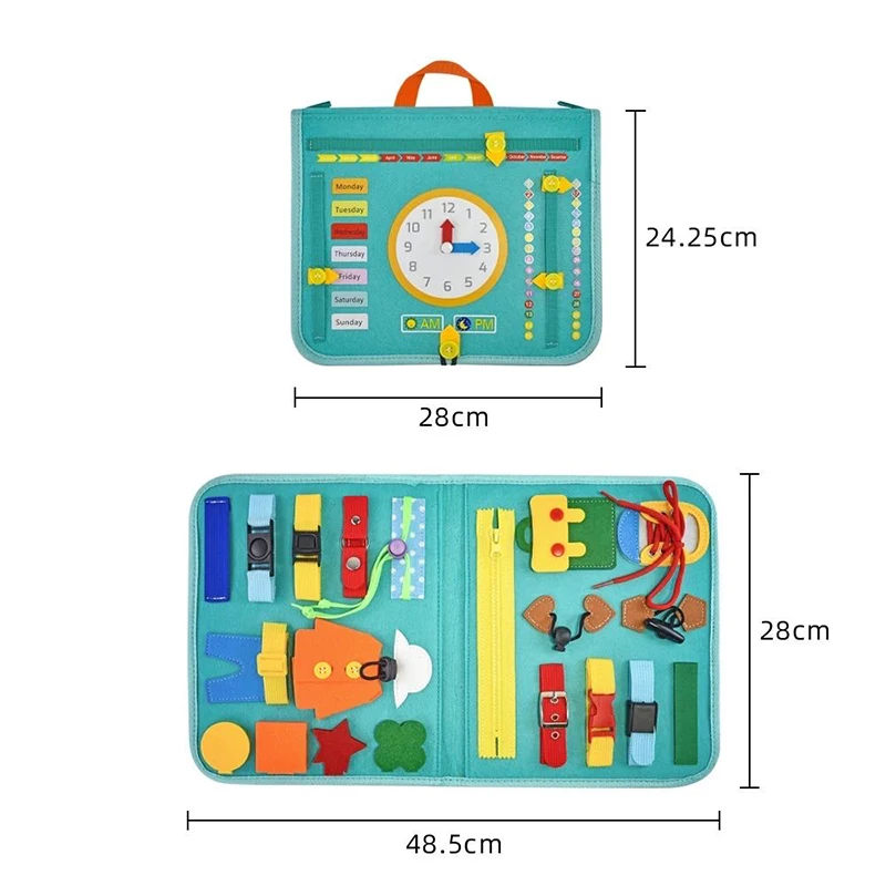 Montessori Parish Busy Board Toys 3D Shape Color Match Early Educational Sensory Toy for Toddler Baby Felt Cloth Story Book