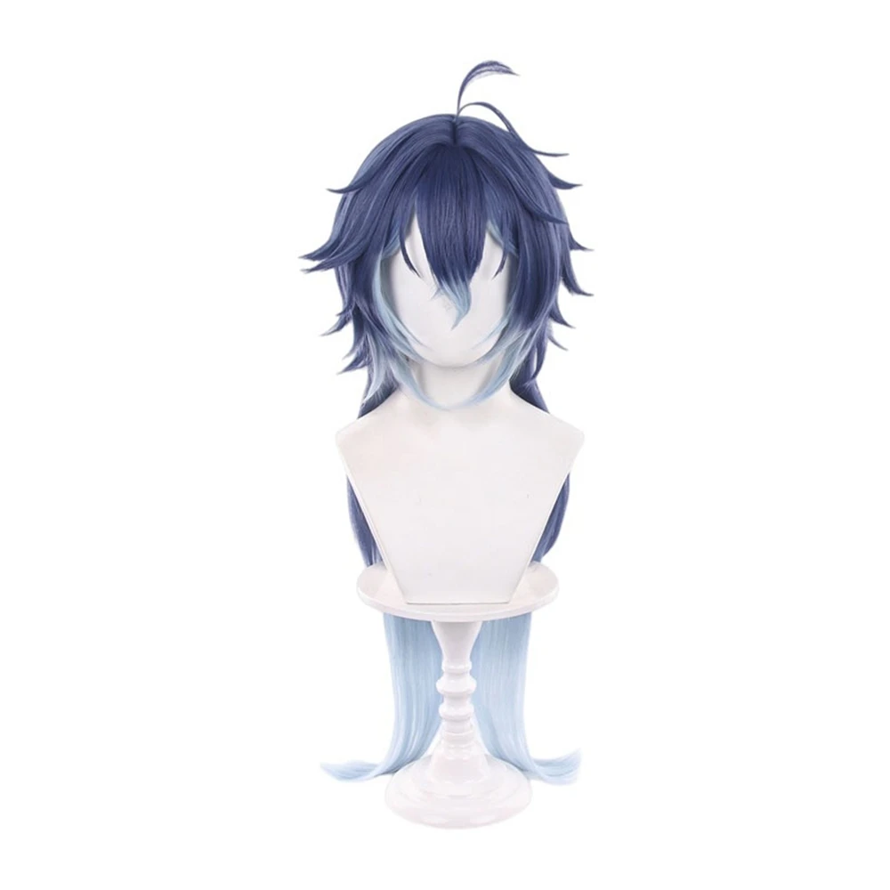 Blue Gradient Long Cosplay Wig with Spiky Top Heat Resistant Synthetic Hairpiece for Anime Halloween Party Costume