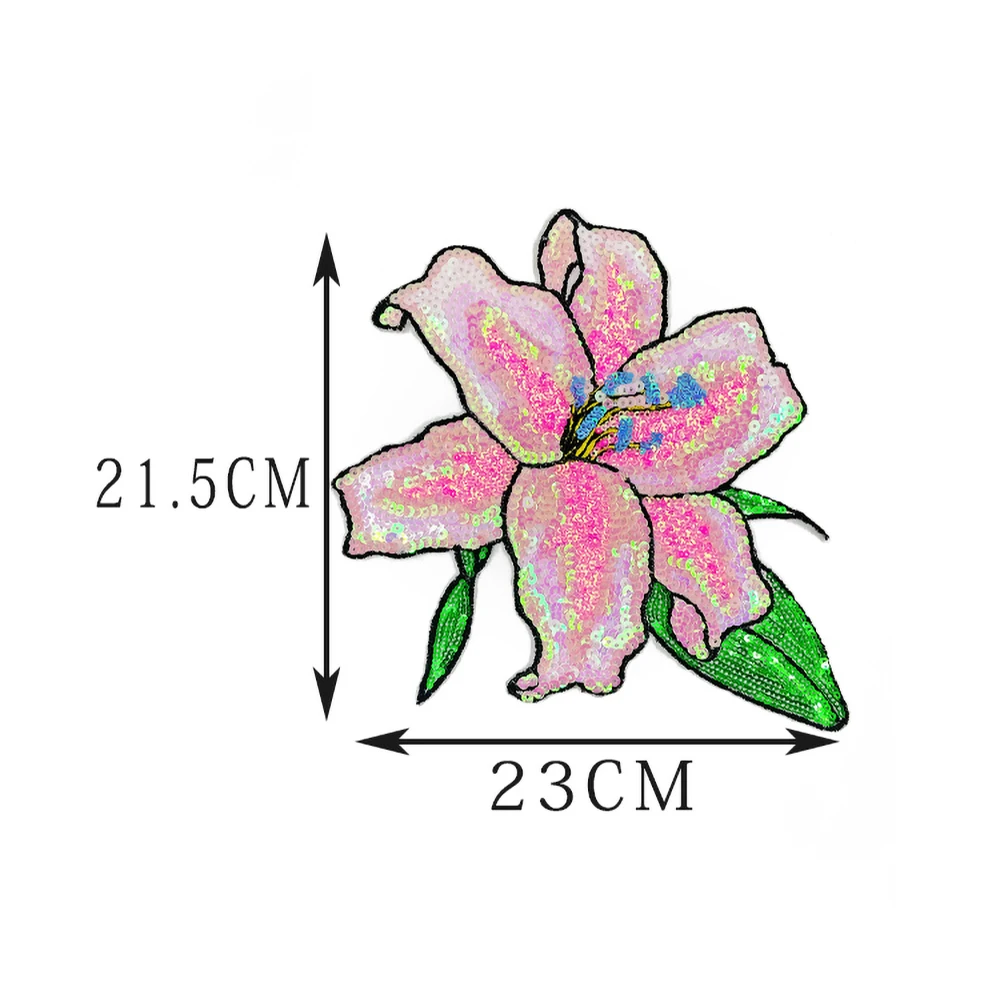 Iron on Sequin Flower Applique, DIY Decoration, Cartoon Flower Patch, Clothing Accessories, 23x21.5cm, 1 Pc