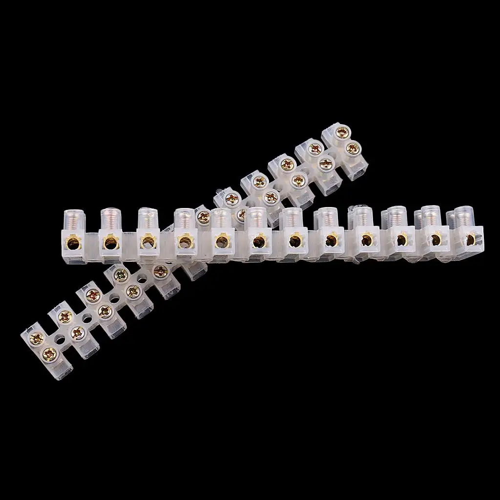 12 Position Wire Barrier Screw Terminal Block Multiway Electrical Connector for Industrial and Domestic Wiring