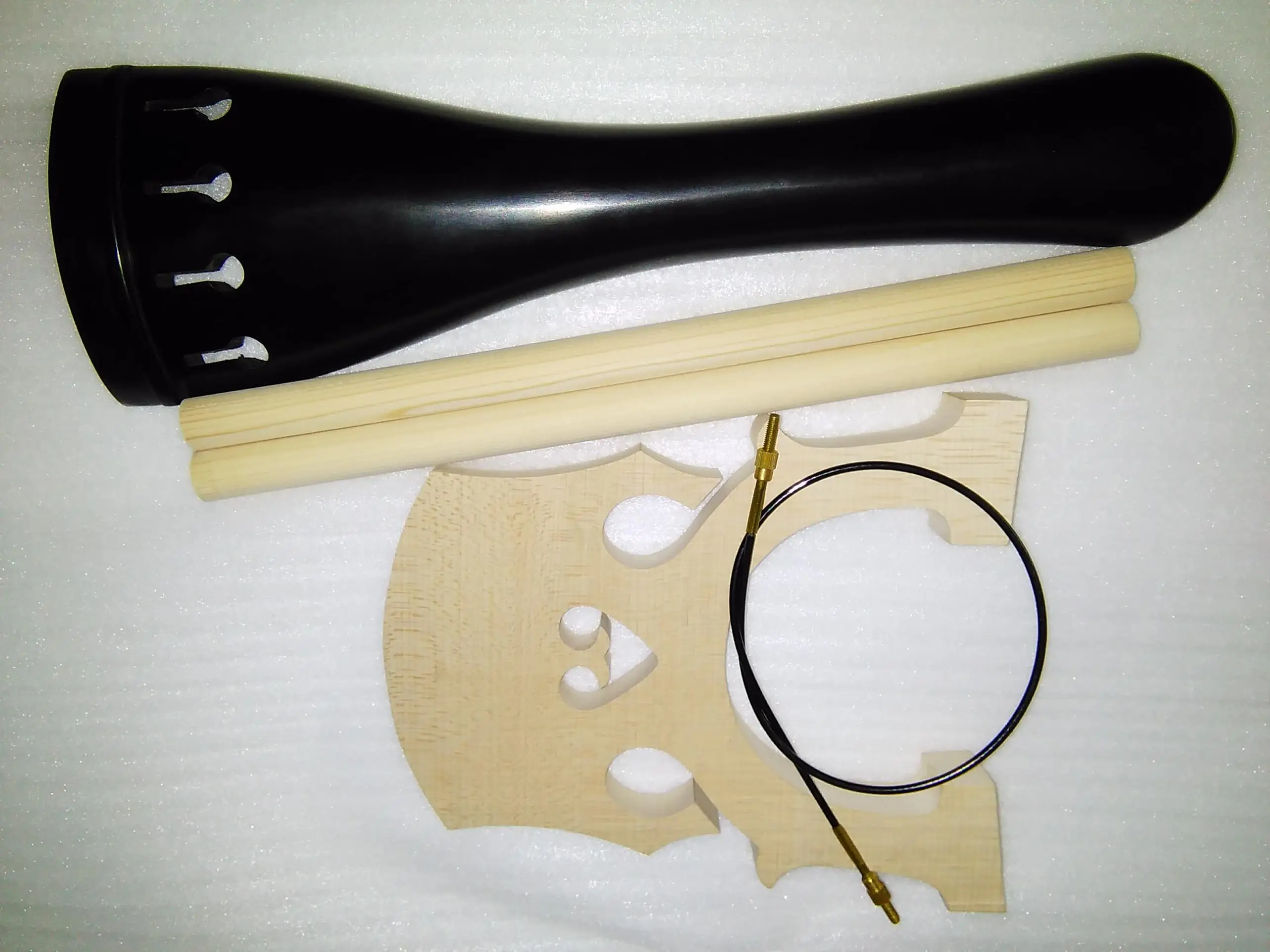 Quality Ebony Double Bass Tail piece 3/4-4/4+ Aged Maple Bass Bridge 3/3+Steel Bass gut+2 Bass sond post 30cm*17mm