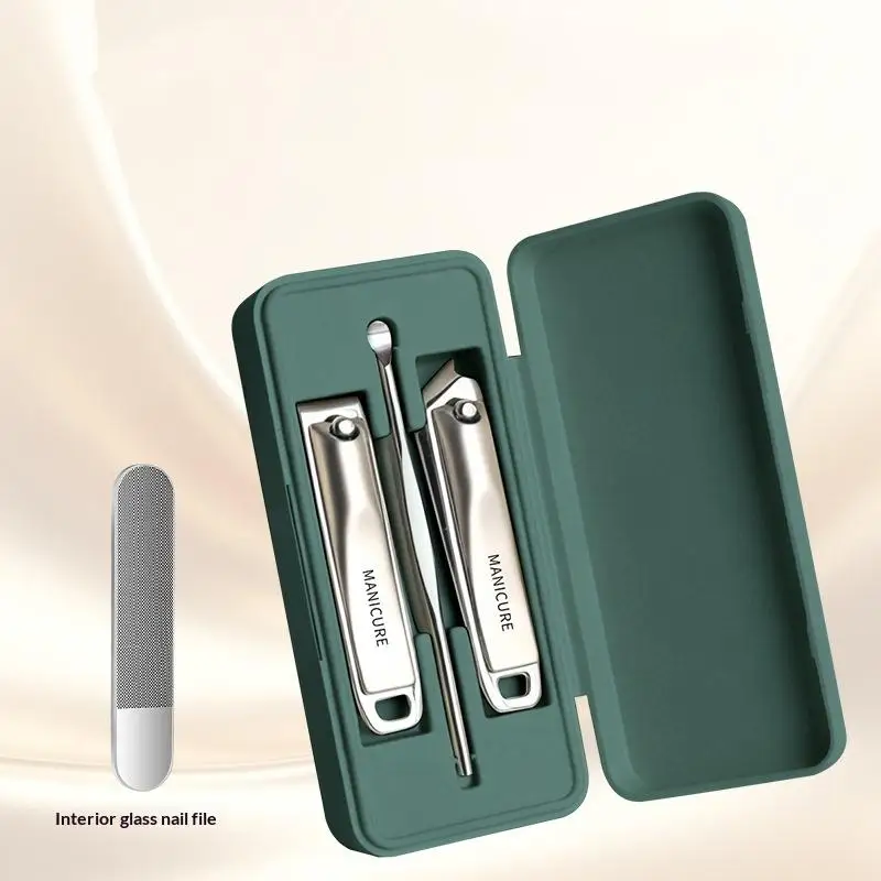 4Pcs Stainless Steel Manicure Tool Set Easy To Use Flat-Tipped And Angled Nail Clippers With Portable Storage Box