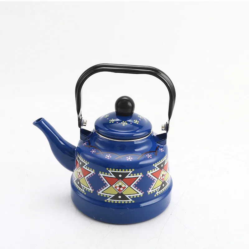 New Upgraded Thickened Enamel Ancient Bell Jug Enamel Boiling Kettle Cold Water Kettle Household Tea Set Milk Coffee Red Blue