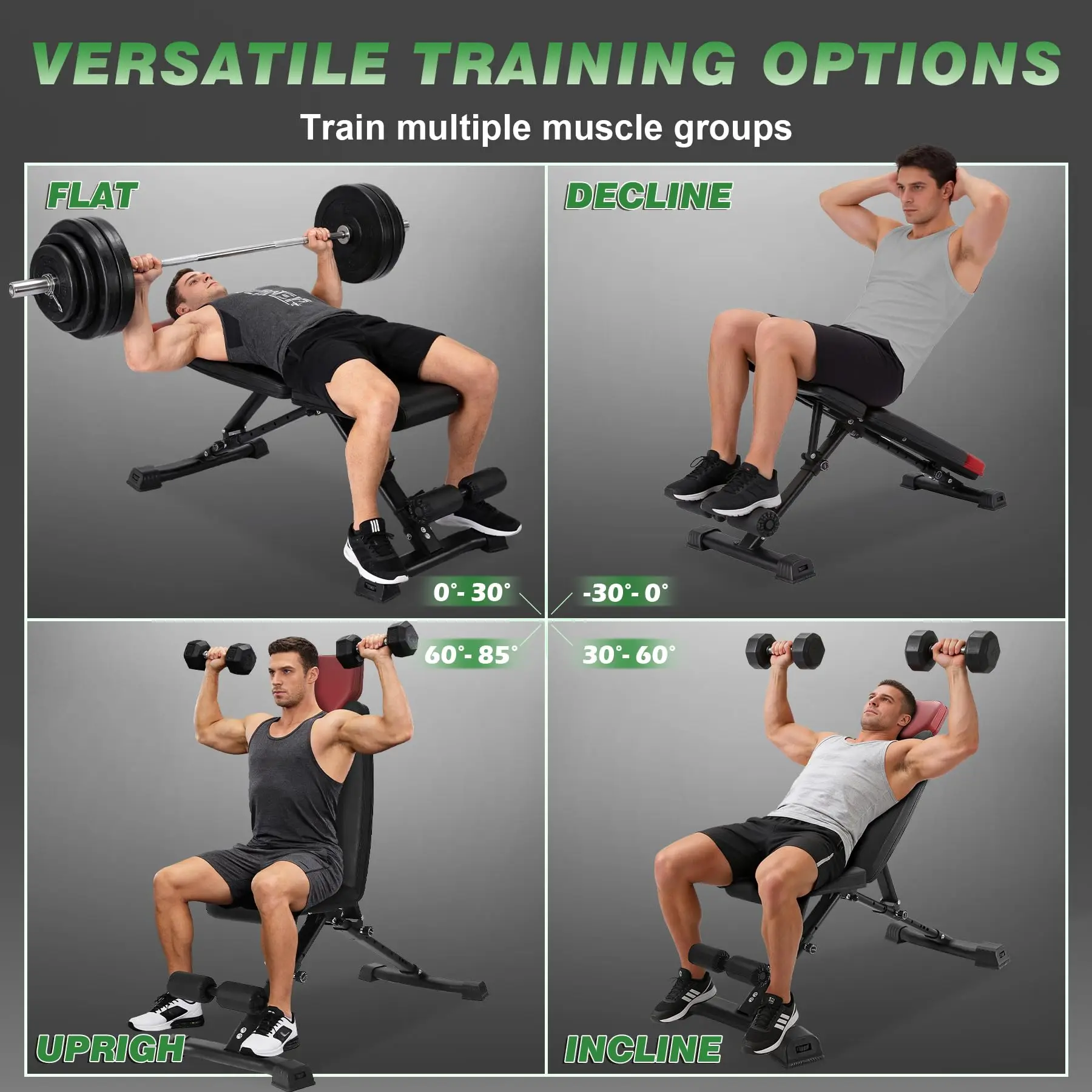 Adjustable Weight Bench for Home Gym 2.2 Inch Thick Pad