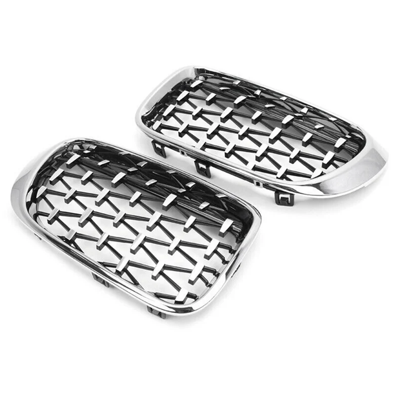 

2PCS Kit Front Kidney Grilles Diamond Meteor Style Chrome Fits For BMW X3 X4 F25 F26 14-18 Car Parts Supplies