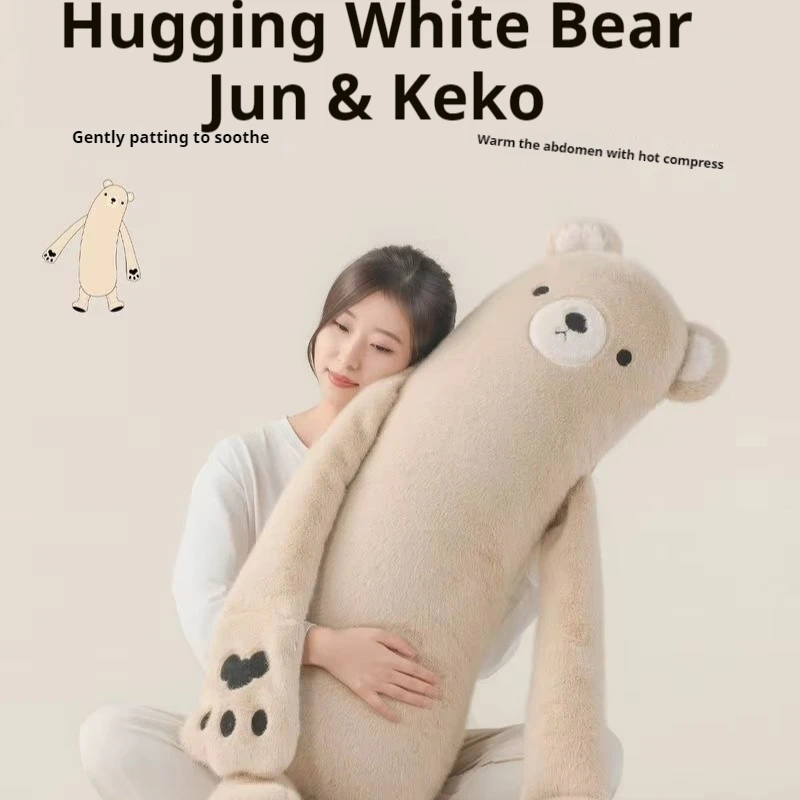 White Bear Lord Soothing Sleep Pillow, Patting Sleeping Artifact for Girls & Adults, Side Sleeping Leg Clamp Comfort Stuffed Dol