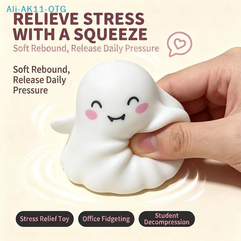 NEW Cute Ghost Fidget Squeezable Toy With Soft Touch And Stress Relief Perfect For Desk Decor Halloween Gifts And Daily Use