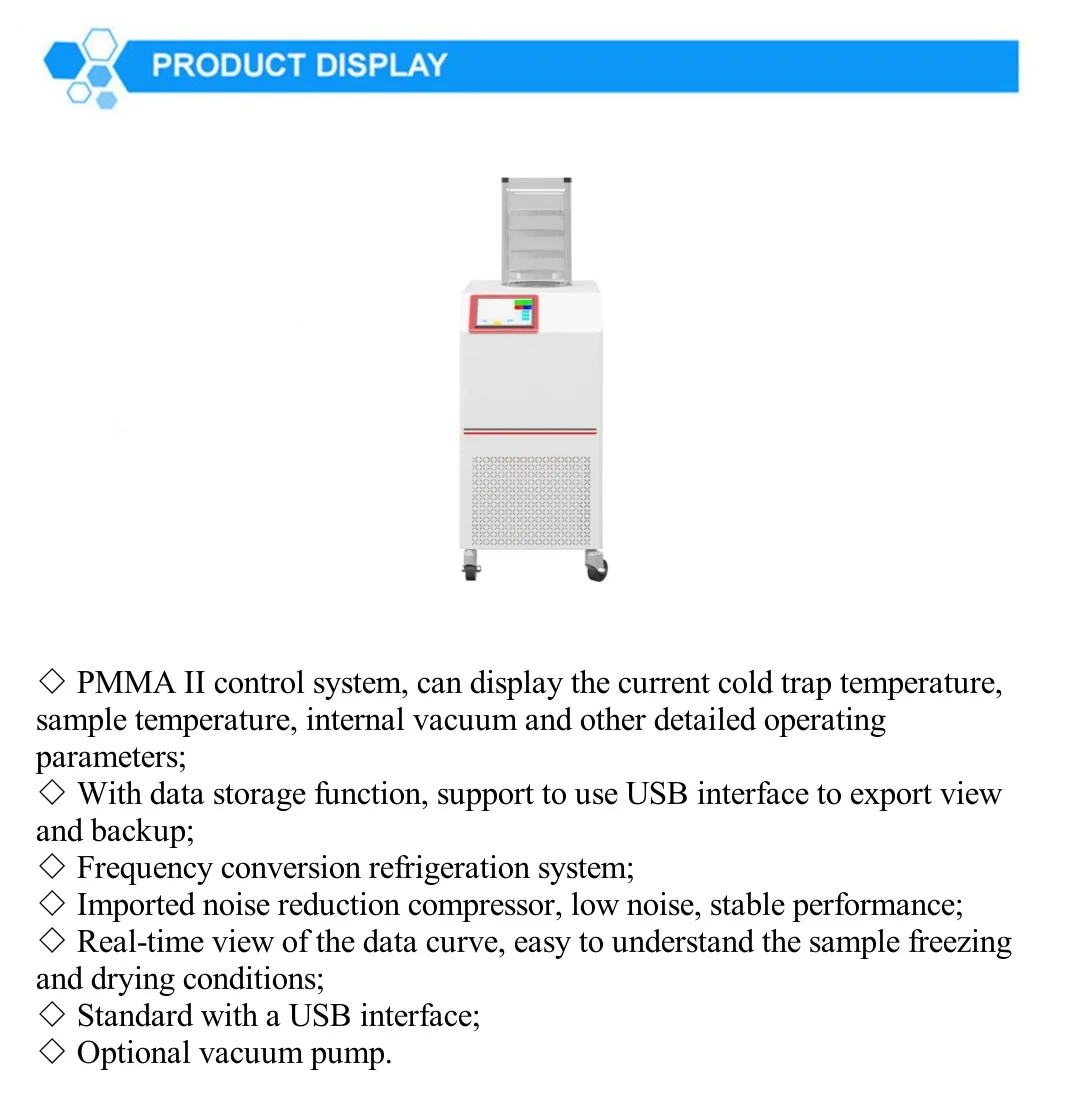 Microbial Preservation Refrigeration For Fast Low Noise Biopharmaceuticals Lab Vertical Freeze-drying Machine