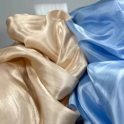 Shiny Shimmer Liquid Bright Satin Organza Fabric for Sewing Dress, Shirt, Designer Fashion Material, Sold by Meter