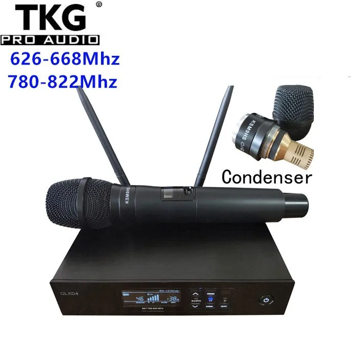 TKG True diversity 626-668mhz 780-822mhz sound system qlxd4 condenser professional uhf outdoor wireless speaker microphone