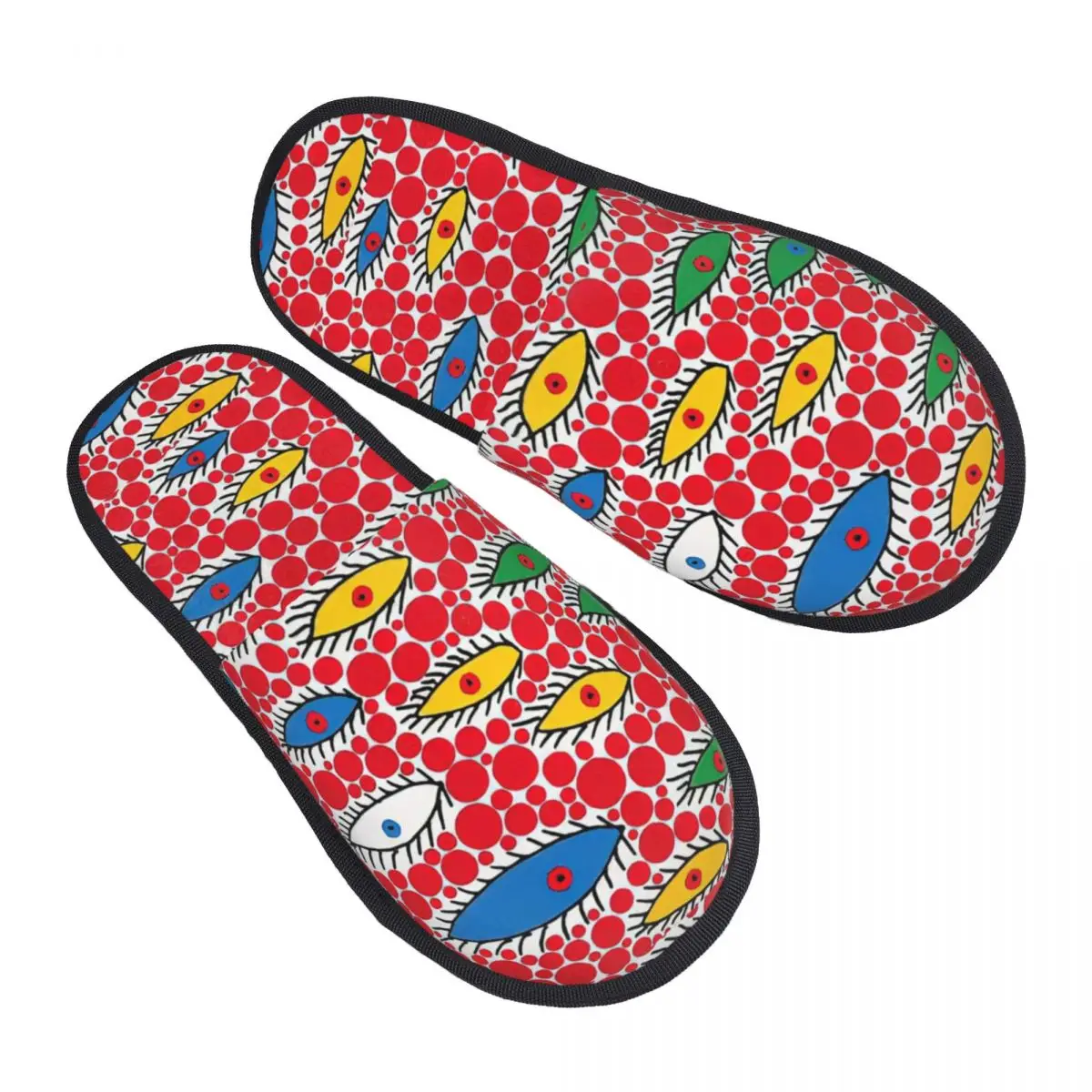 

Custom Yayoi Kusama Eyes In The Sky Soft Memory Foam House Slippers Women Comfy Warm Anti-skid Sole Slipper