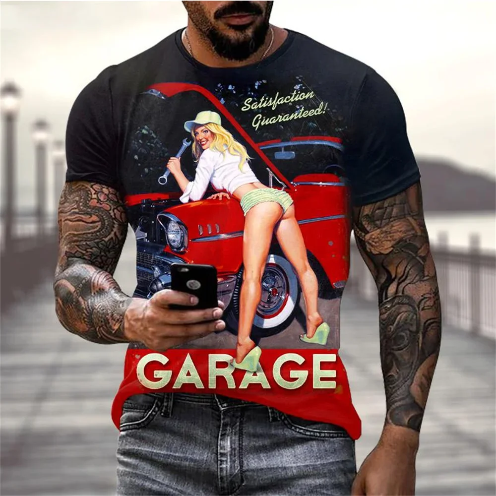 

2025 Men's retro short-sleeved motorcycle T-shirts, 3D racing T-shirts, girls' street T-shirts, new clothes