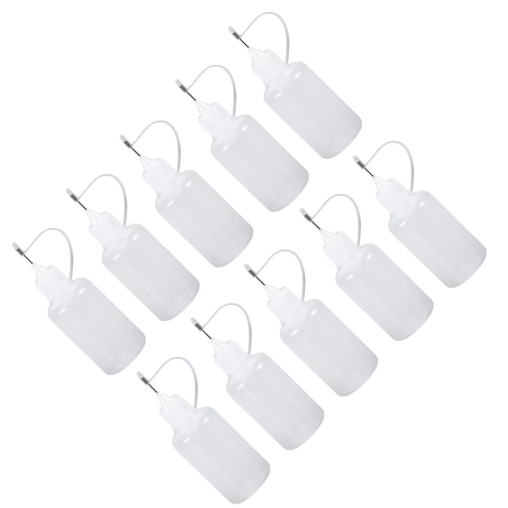 

10Pcs 30ml Needle Tip Glue Bottle Applicator DIY Quilling Tool Precision Bottle (White) needle tip bottle