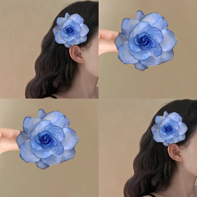 

Cloth Rose Flower Bangs Hairpinr Sweet Fabric Duckbill Clip French Romantic Hair Side Clip Barrettes Wedding Party Accessories