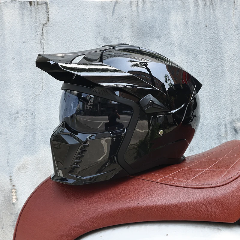 Street Fighter Combination Helmet Retro Motorcycle Helmet Male and Female Multifunctional Motorcycle Detachable Half Full Helmet