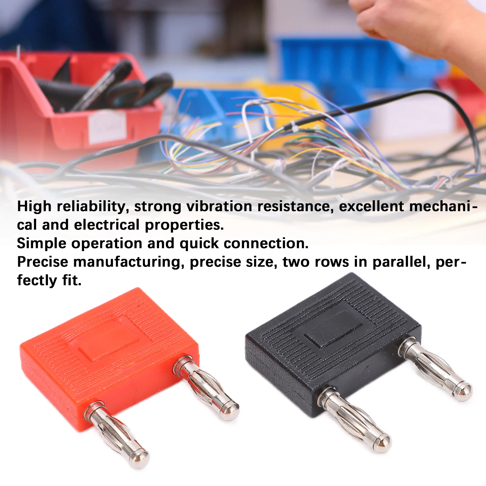 Banana Plug Double Row Banana Plug U37 4mm Double Row 4mm Banana Plug Connector 1 to 2 Adapter DIY Cable Connector 16mm Spacing