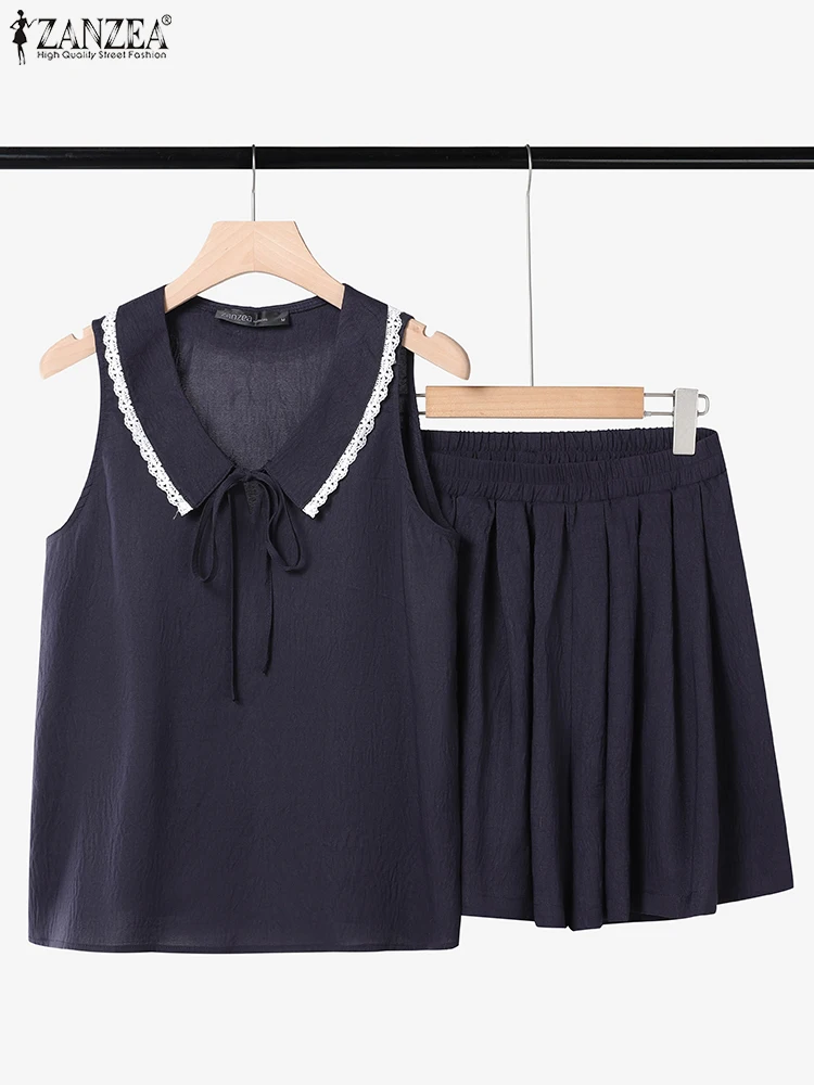 

ZANZEA женские короткие комплекты 2023 летние сексуальные бандажные топы без рукавов с бантом модные топы и шорты однотонные комплекты одежды из 2 предметов
