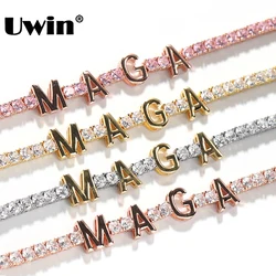 UWIN Personalized Name Bracelets 3mm Tennis Chain Braclet for Women Custom Name Bangles Iced Out Women Fashion Jewelry for Gift