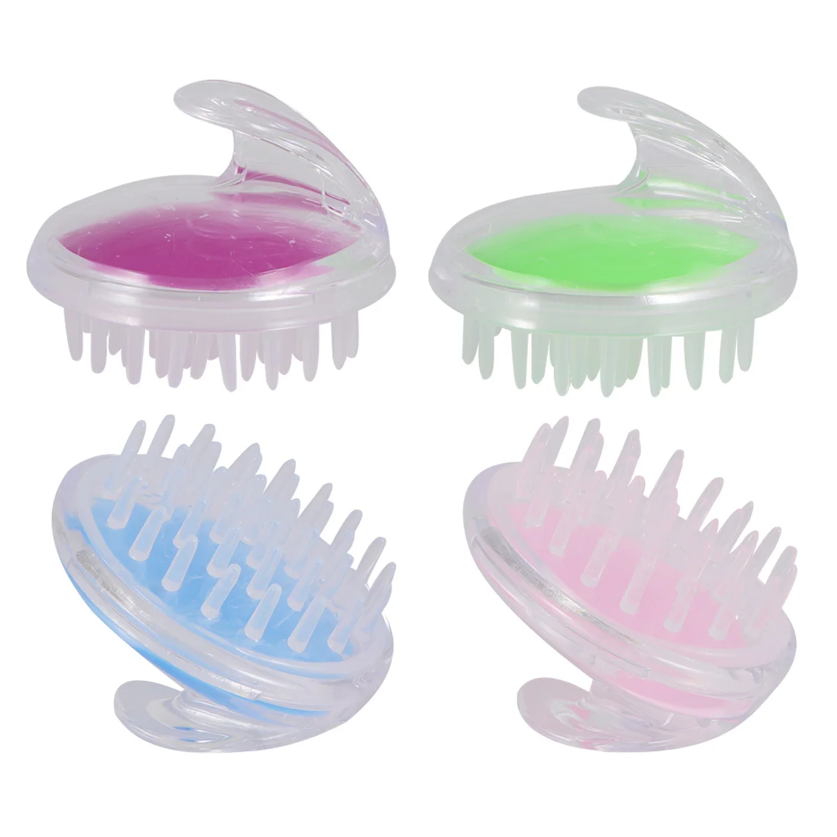 

4 шт., щетки для чистки головы, массажные щетки для мытья волос, расслабляющий удаление омертвевшей кожи, парикмахерская, скруббер для кожи головы