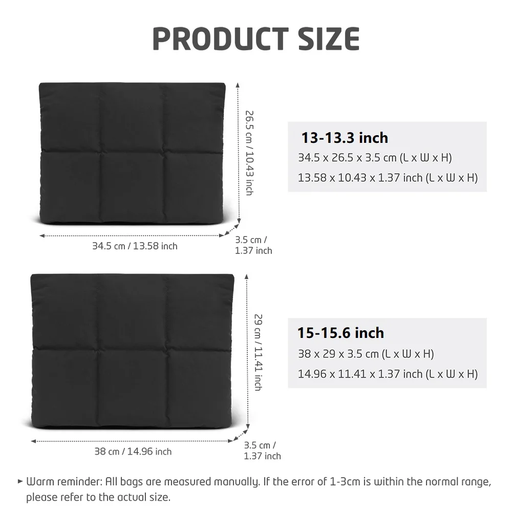 Puffy Laptop Sleeve Soft Quilted Laptop Case 13 15.6 Inch Protective Puffer Bag for MacBook Air Pro Lenovo HP Notebook Computer