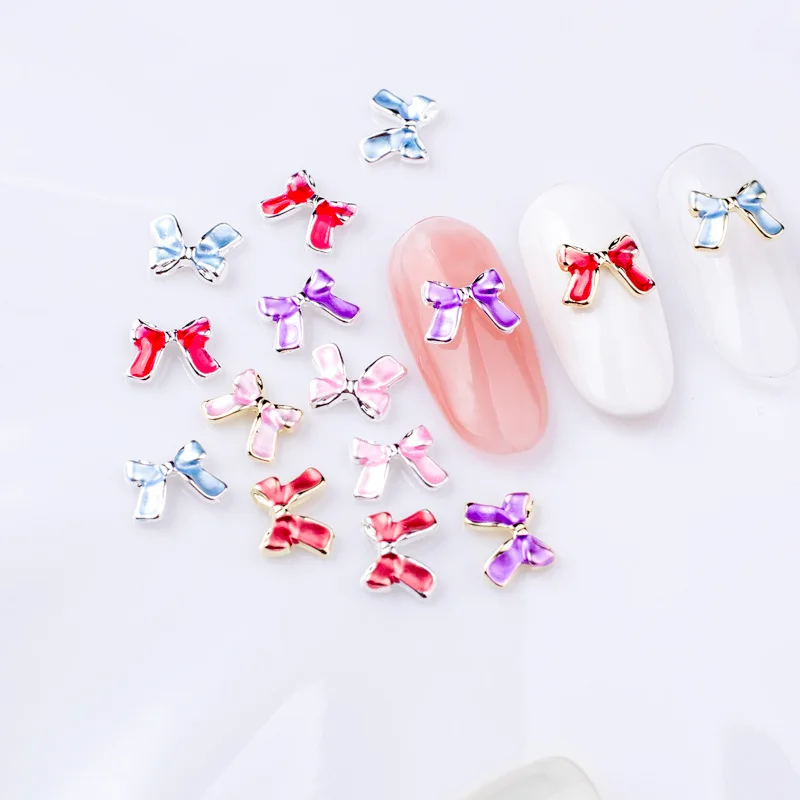 

10Pcs/Bag Alloy Bowtie Designs Charms For Nails 7x9mm Bow Shape Nail Art Metal Decals For DIY Nail Art Supplies 3D Charms