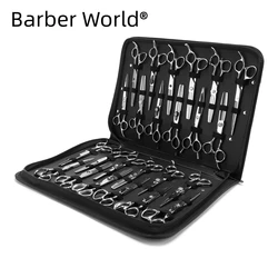 Mallette de rangement pour ciseaux de barbier, étui pour ciseaux de coupe de cheveux, boîte de rangement portable pour coiffure, poudre de cuir PU, sac de salon, 24 grilles