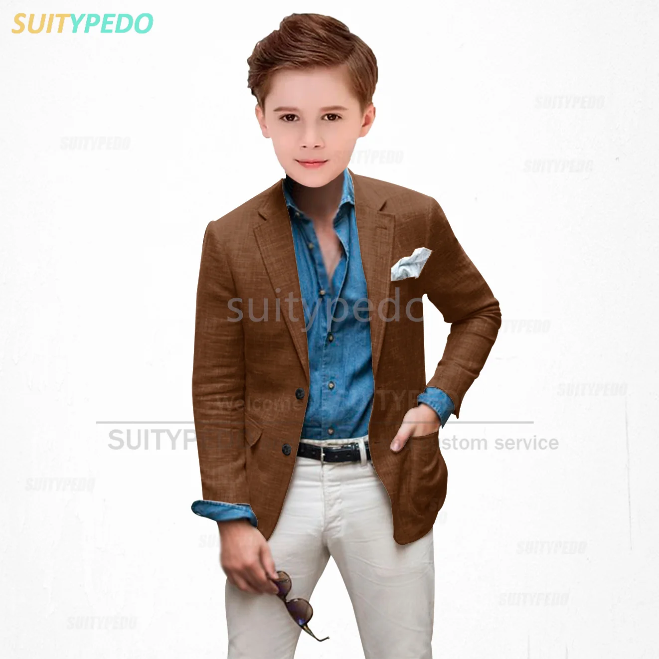 Fashion Boys Linen Blazer Summer Beach Holiday Kids Casual Costume Tailor-made Daily Party Children Slim Fit Jacket 1 Piece