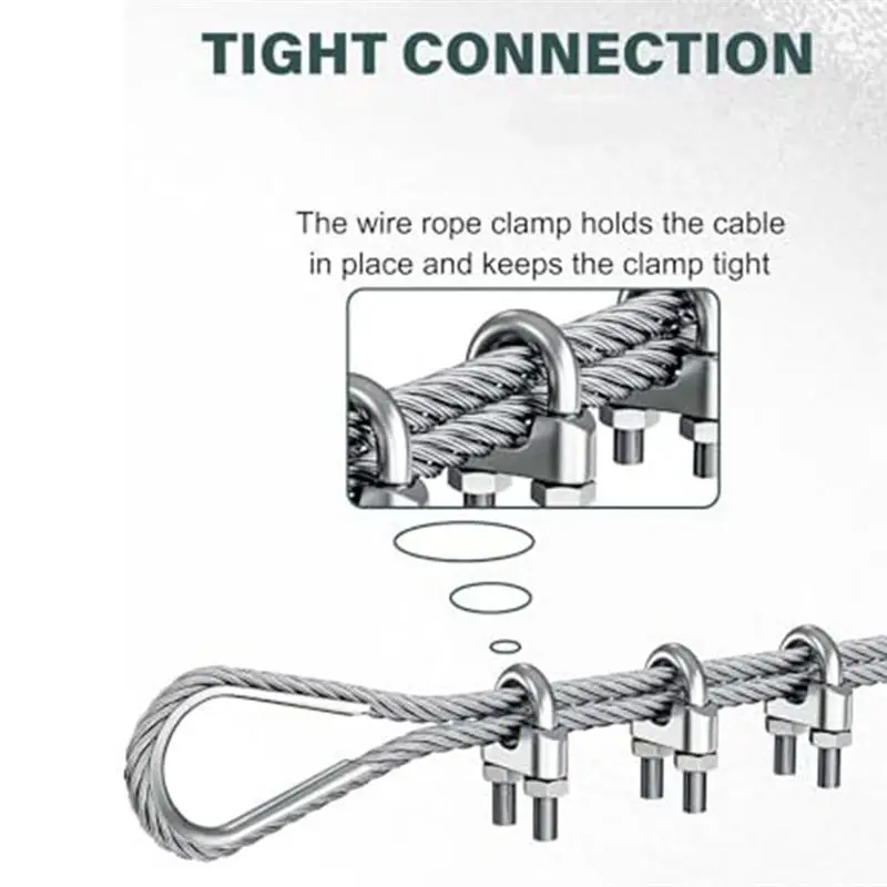ABUL-Hanger 1/4 Inch M6 Wire Rope Cable Clamp Thimble Cable Clamp Kit For 1/4 Inch Wire Rope Cable Thimble Rigging,12 Set Durabl