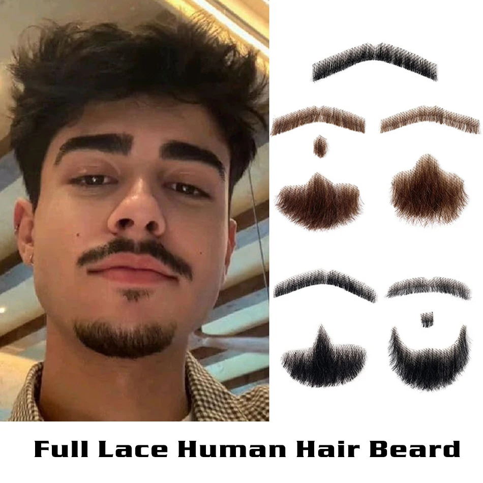 

Накладная борода из 100% натуральных человеческих волос, полностью ручной работы, с кружевной основой, реалистичная, имитация усов, имитация козьего рогатого уса, для костюмов, забавная накладная борода для вечеринок