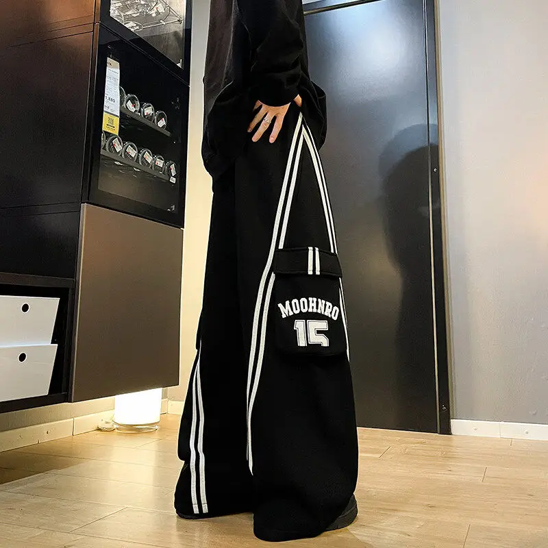 

American Sle Color Blo Striped Pants Men Women Trendy Brand Haome Street Wide Leg Pants Hip Hop Loose Fce Lined Spo...