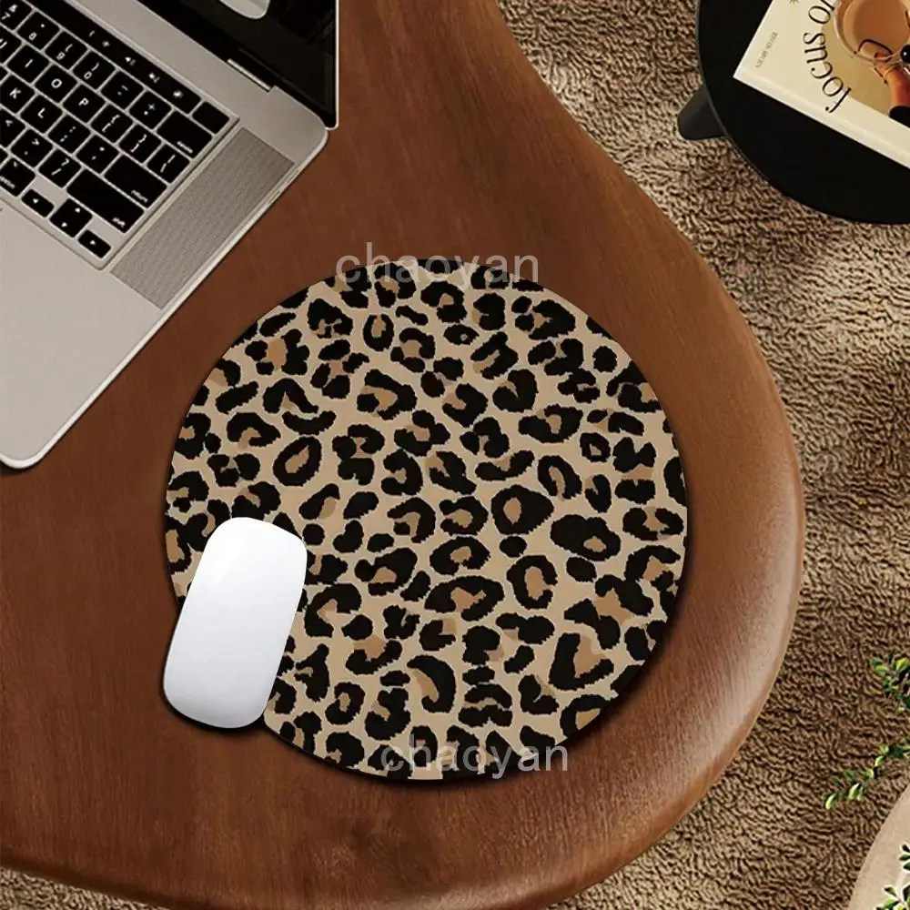 لوحة ماوس صغيرة مستديرة بطبعة الفهد، حصيرة ماوس للكمبيوتر المحمول للمنزل والمكتب، مكتب ألعاب، ملحقات الكمبيوتر المحمول، مكتب داخلي #2