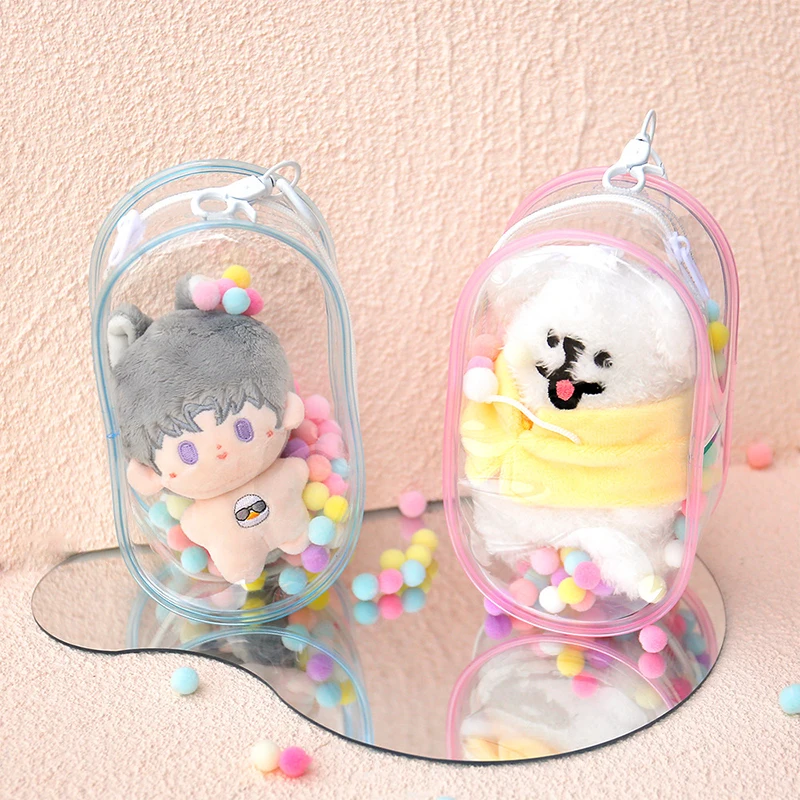 Temizle açık bebek aksesuarları çanta dekorasyon gizem kutusu bebek ekran kutusu PVC Kawaii depolama organizatör durumda anahtarlık cüzdan