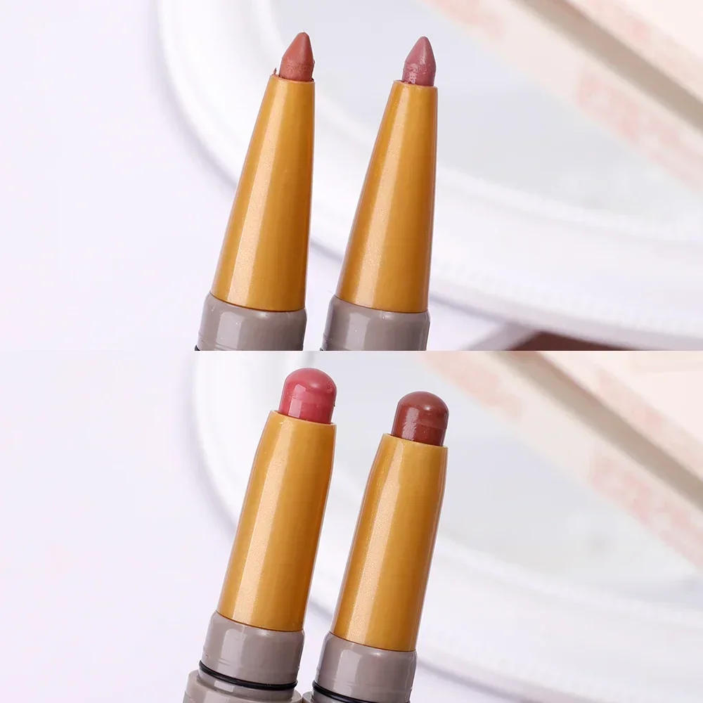 Matita per labbra opaca a doppia estremità Nude Brown Pink Contour Tint rossetto tazza antiaderente a lunga durata Lipliner Pen Lips Makeup Cosmetic