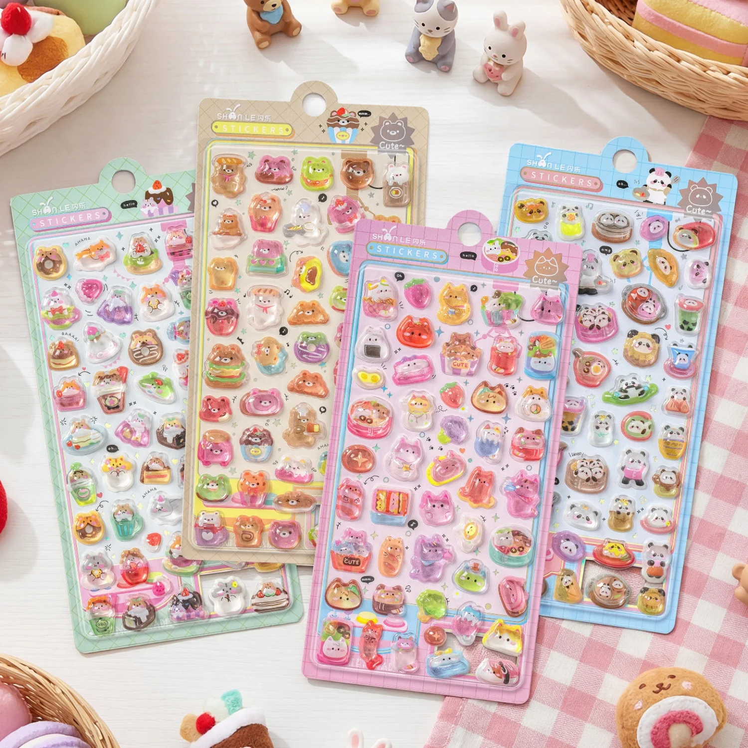 

1 шт./4 шт. 3D-наклейки Kawaii с изображением медведя и панды, еды, для дневников, скрапбукинга, декора, школьных принадлежностей, подарок