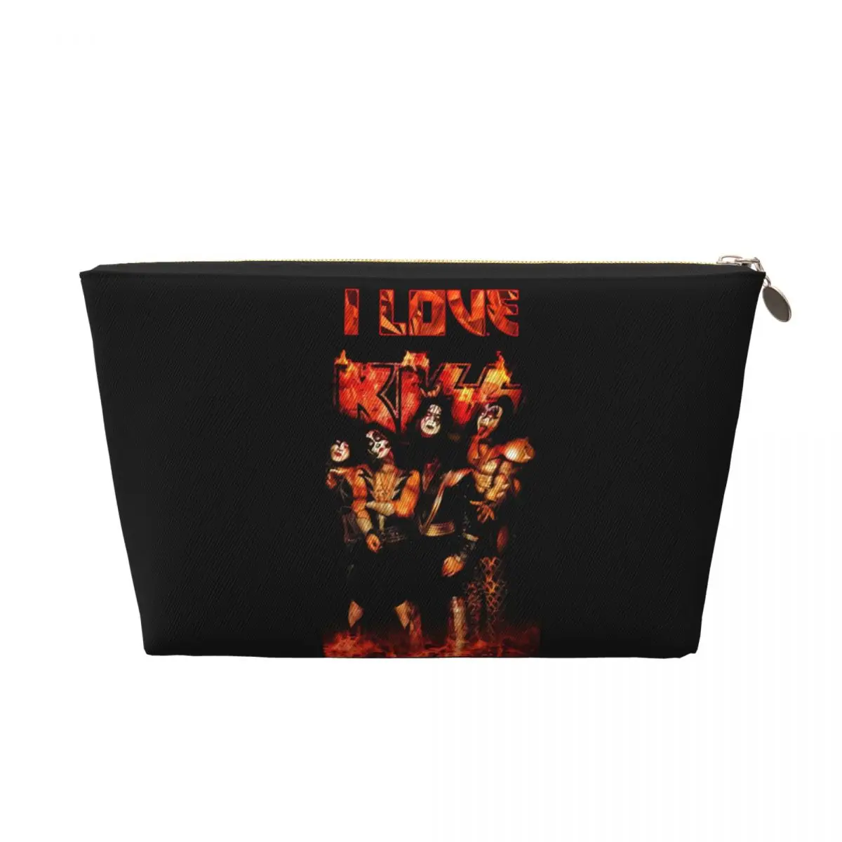 Custom Travel Kiss Rock Metal Band Toiletry Bag Cute Makeup Cosmetic Organizer Women Beauty Storage Dopp Kit Box