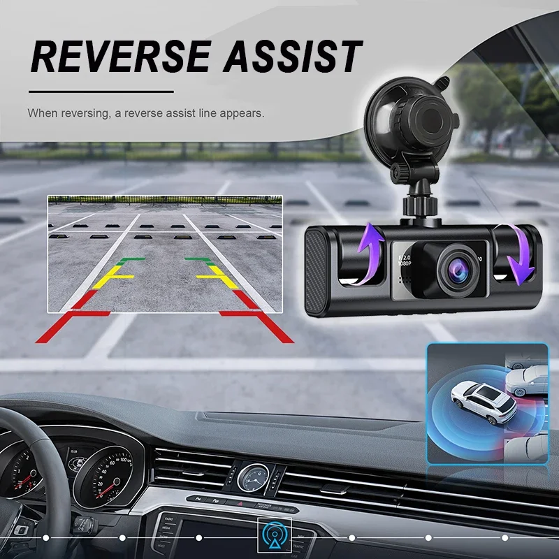 1080P HD جهاز تسجيل فيديو رقمي للسيارات 4 قنوات داش كام للسيارات مسجل فيديو كاميرا أمامية وخلفية داخلية للرؤية الليلية اكسسوارات السيارات #5