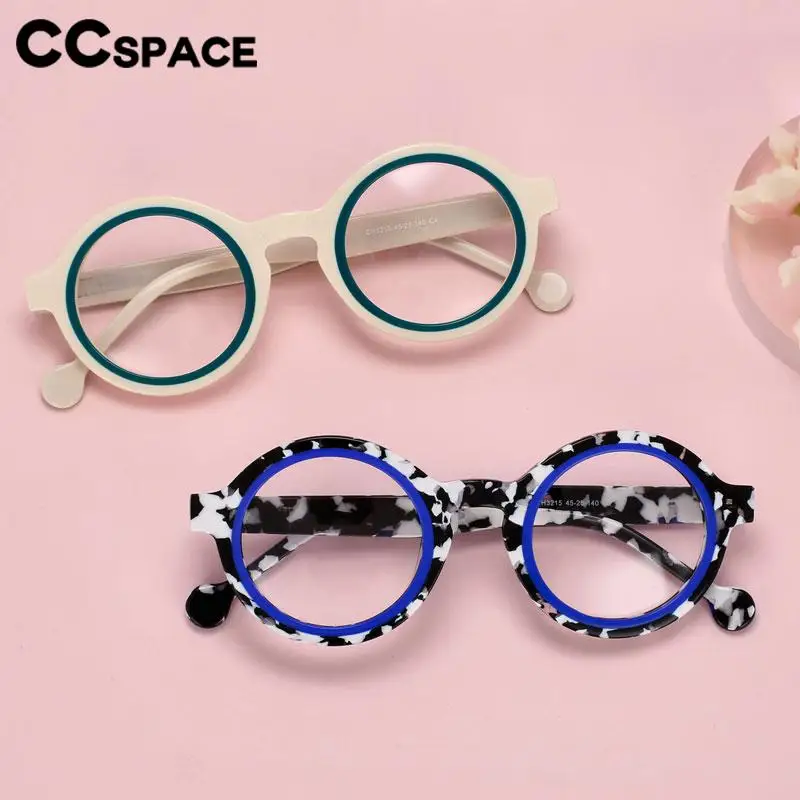 56559 Women Fashion Acetate Optical Spectacle Frame Two Color Splicing Round Punk Small Size Glasses Frame