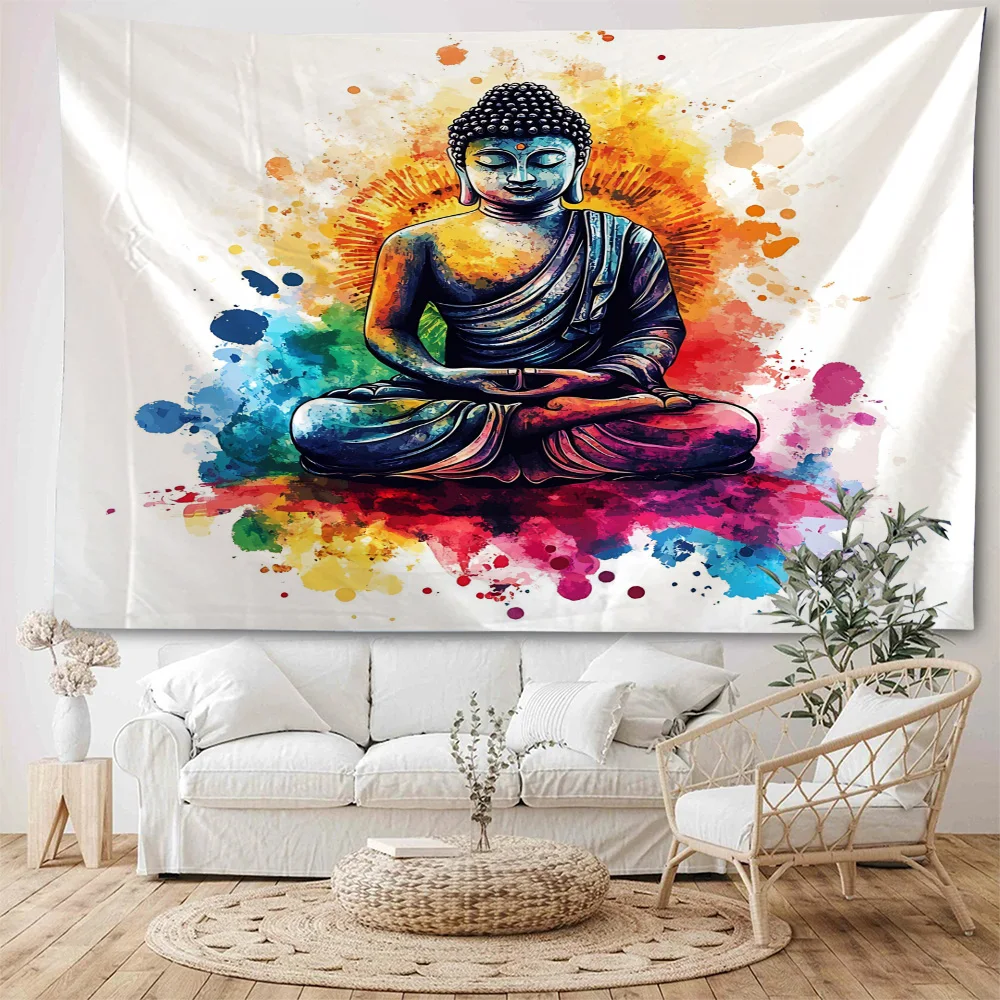 

Manchaluo Buddha statue, Yoga Buddha background decoration tapestry, Maitreya Buddha statue tapestry, home decoration