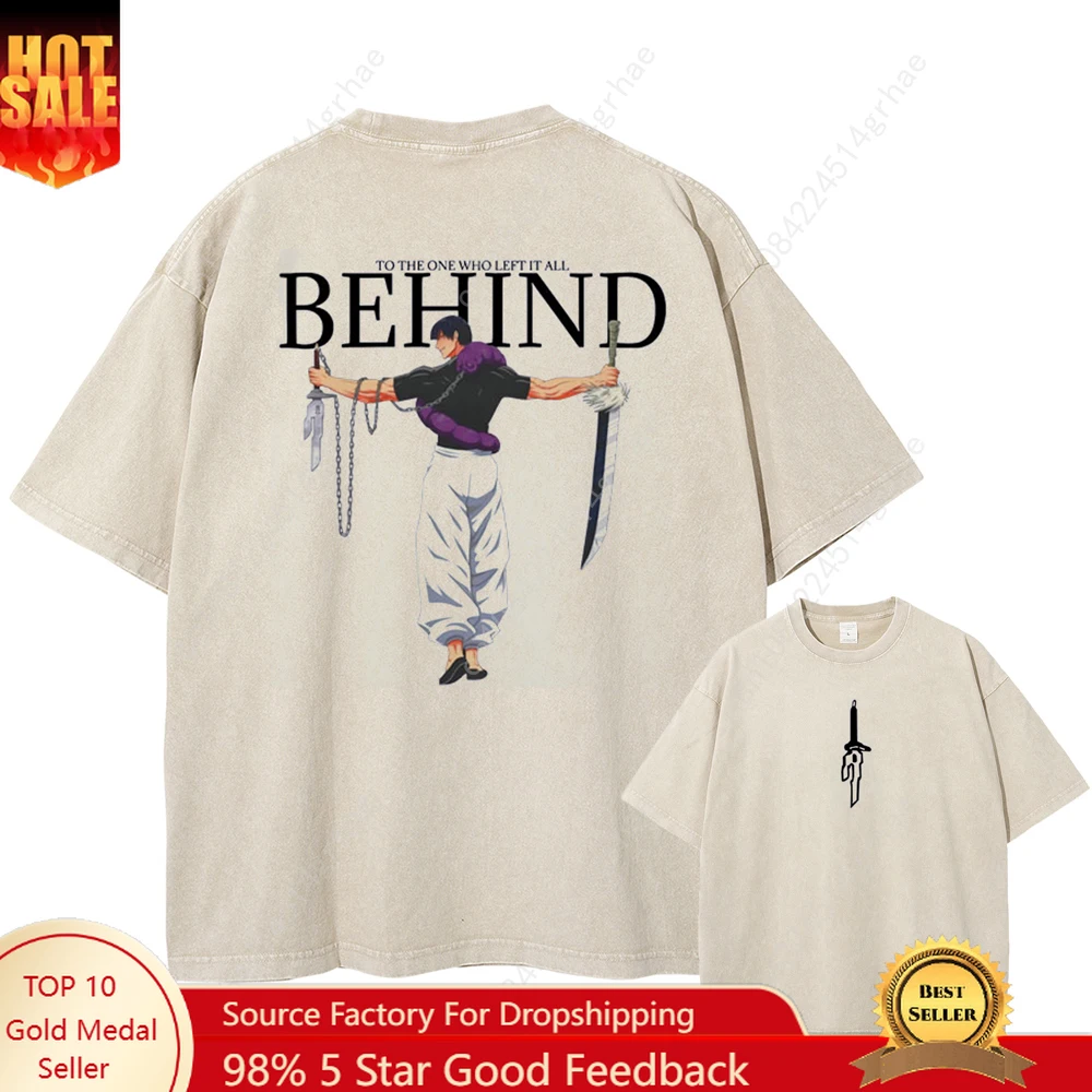

Men Streetwear Washed Apricot White Oversized T Shirt Japanese Anime Graphic Print T-Shirt Summer Cotton Short Sleeve Tees