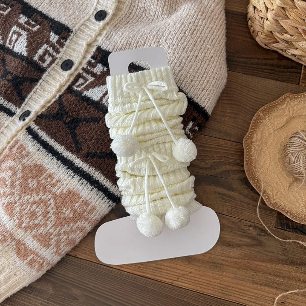 جديد بلون تدفئة الساق سميكة محبوك القوس منتصف العجل جورب Harajuku الجوارب النساء #2