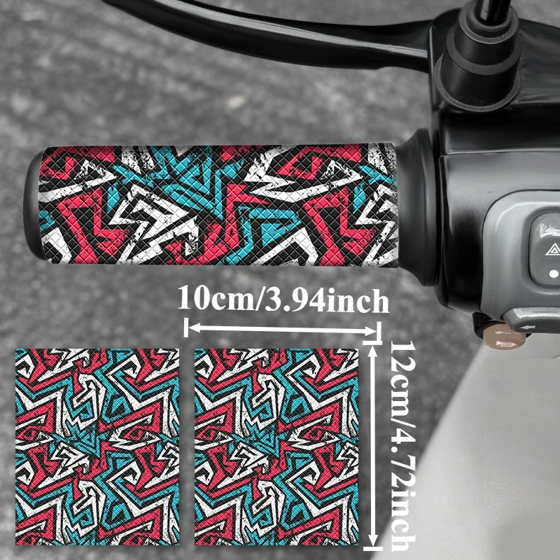 2PCS Geometric Motorcycle Grip Stickers Diamond Pattern Waterproof Anti Slip Sticker for Modified Electric Bicycles and Scooters