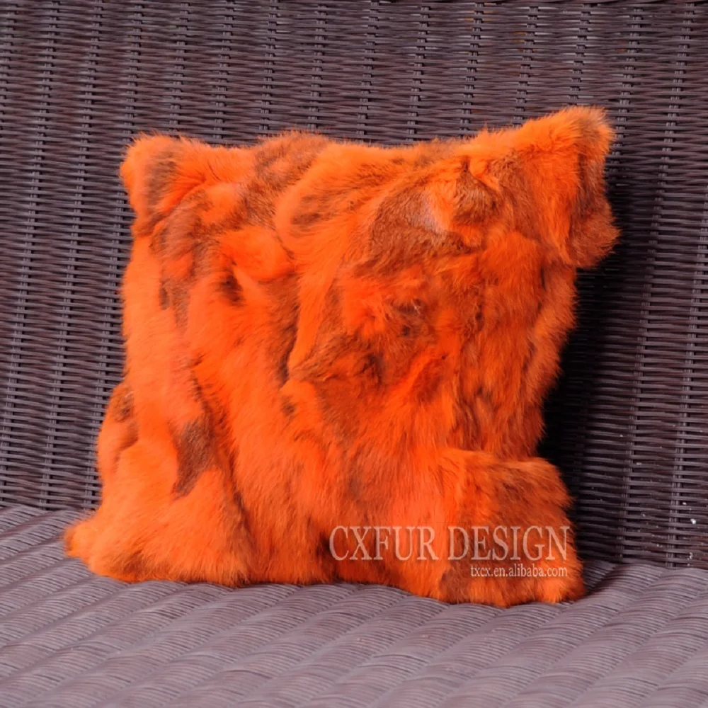 CX-D-17G Handmade Hot Sale Decorative Pillowcases Wholesale Real Rabbit Fur Cushion Cover Pillow Case