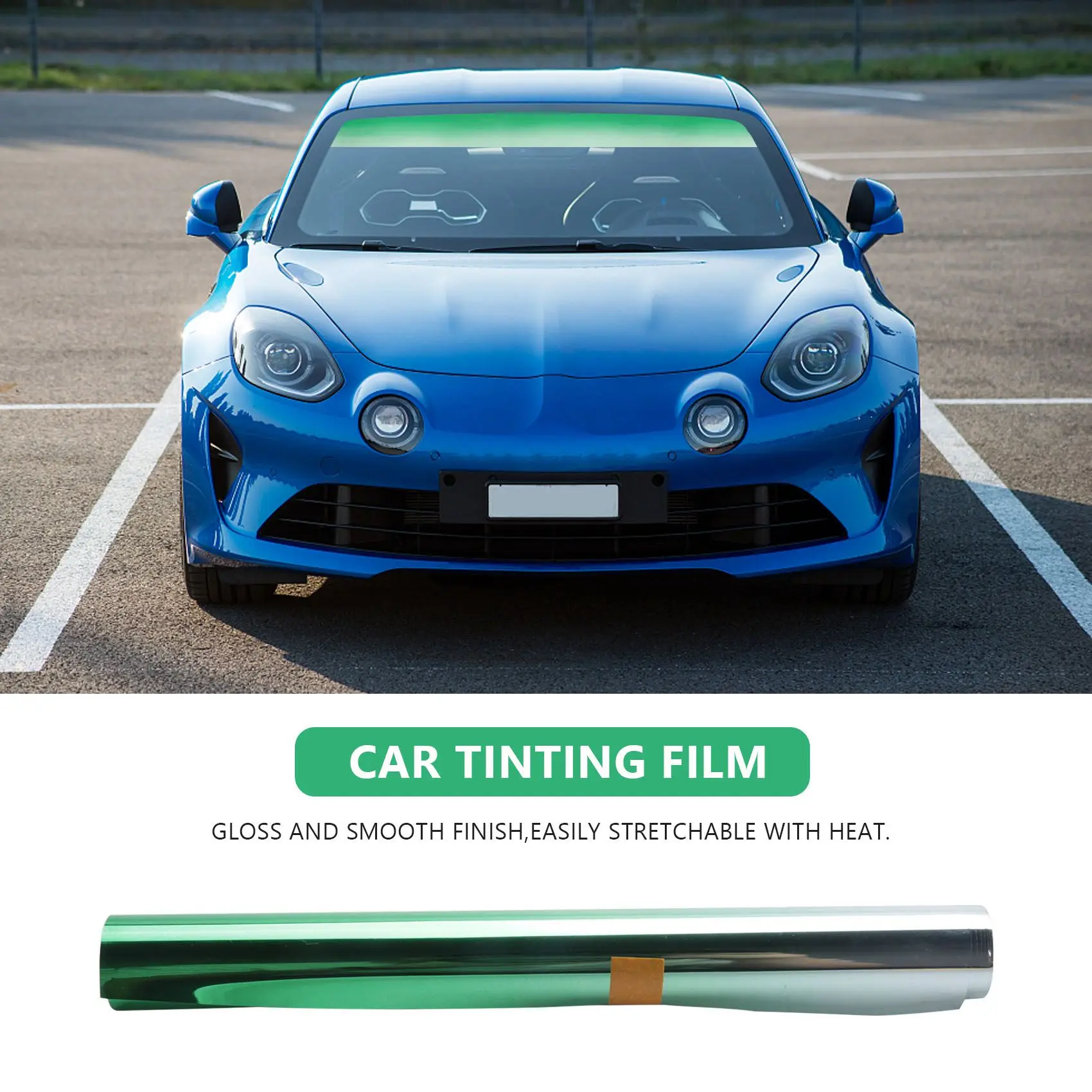 Car Tinting Film Top Front Windshield Foil Solar Protection Gradient 20X150cm (Green)