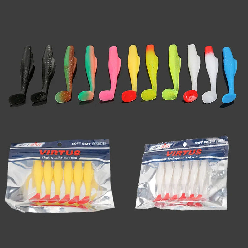 6/8Pcs Floating Soft Lures Fishing Baits Rubber Wobblers Silicone Lures Soft Worm Artificial Baits Sea Bass Trout Fishing Gear